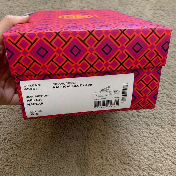 NEW 7.5 Tory Burch Miller Sandals Nautical Blue - Picture 13 of 13